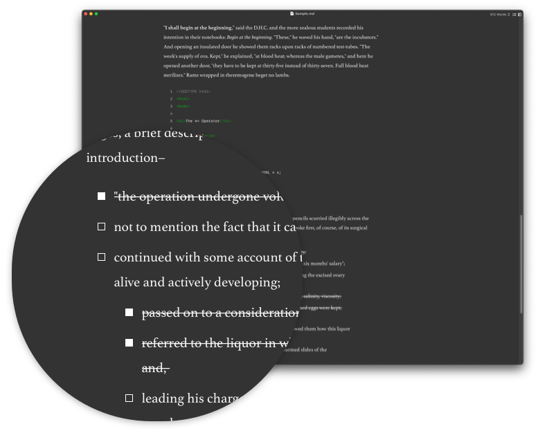 Support for checklists